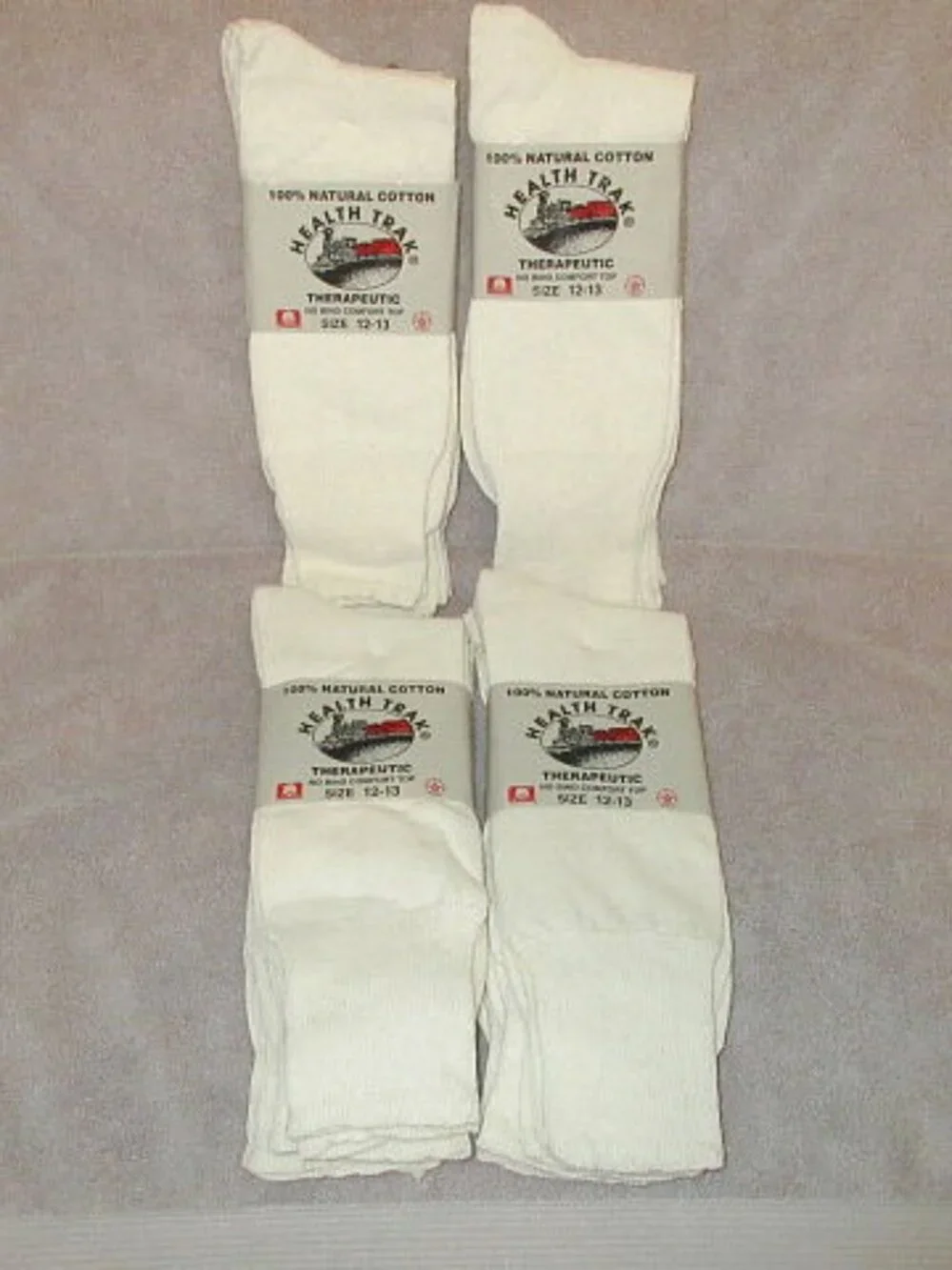 Vtg 100% Cotton Socks Mens 12-13 Therapeutic 12 Pairs Boot Natural USA Made NEW